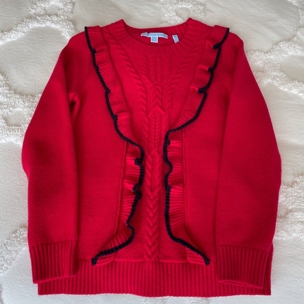 Draper James Red Ruffle Cashmere Blend Sweater - Picture 3 of 8